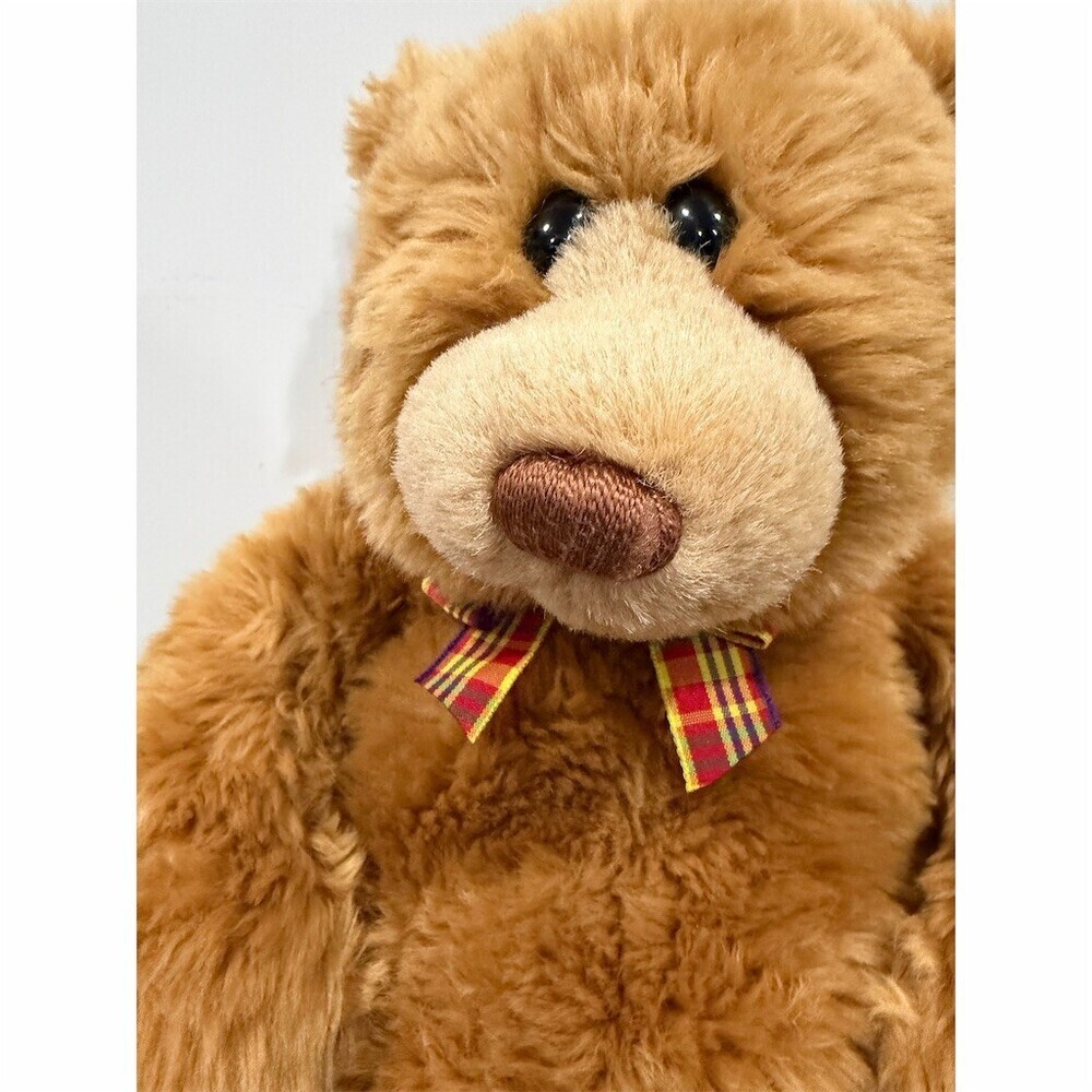 GUND Snoodles Teddy Bear Plush Brown w/ Plaid Bow 18 in Vintage - Picture 6 of 12